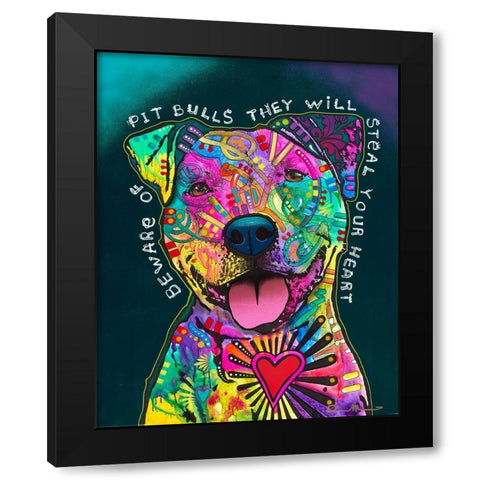 Pit Bulls will steal your heart Black Modern Wood Framed Art Print by Dean Russo Collection