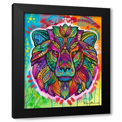 Lion Black Modern Wood Framed Art Print with Double Matting by Dean Russo Collection