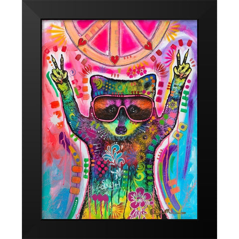 Cosmic Trash Panda for Universal Peace Black Modern Wood Framed Art Print by Dean Russo Collection