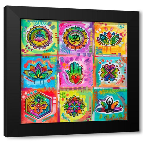 Meditation Squares Black Modern Wood Framed Art Print with Double Matting by Dean Russo Collection