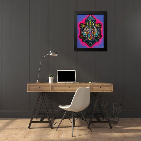 King Elephant Black Modern Wood Framed Art Print by Dean Russo Collection