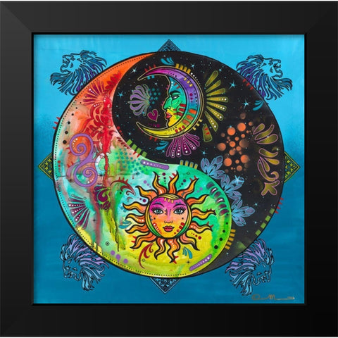 Yin Yang - Sun and Moon Black Modern Wood Framed Art Print by Dean Russo Collection