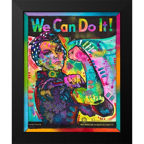 We Can Do It Black Modern Wood Framed Art Print by Dean Russo Collection