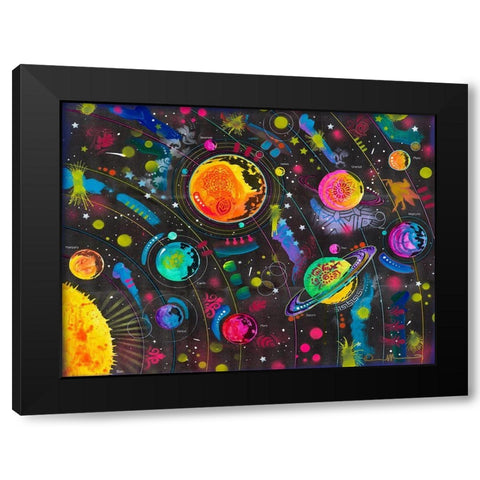 Solar System Black Modern Wood Framed Art Print with Double Matting by Dean Russo Collection