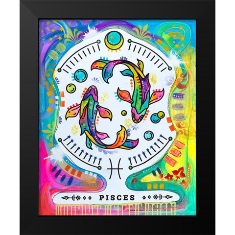 Pisces Black Modern Wood Framed Art Print by Dean Russo Collection