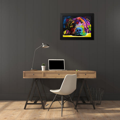 Lying Lab 2 Black Modern Wood Framed Art Print by Dean Russo Collection