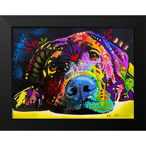 Lying Lab 2 Black Modern Wood Framed Art Print by Dean Russo Collection