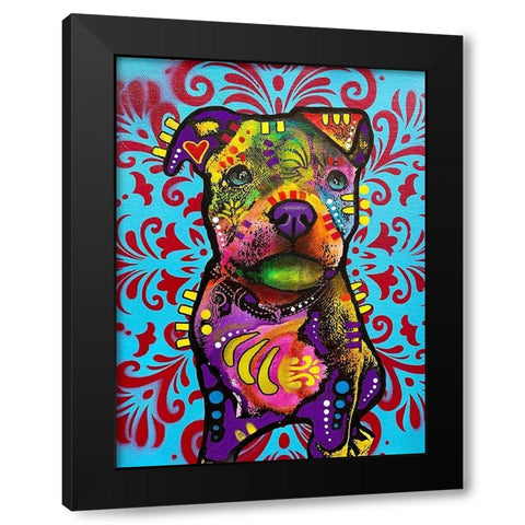 Pittie Pup Black Modern Wood Framed Art Print with Double Matting by Dean Russo Collection
