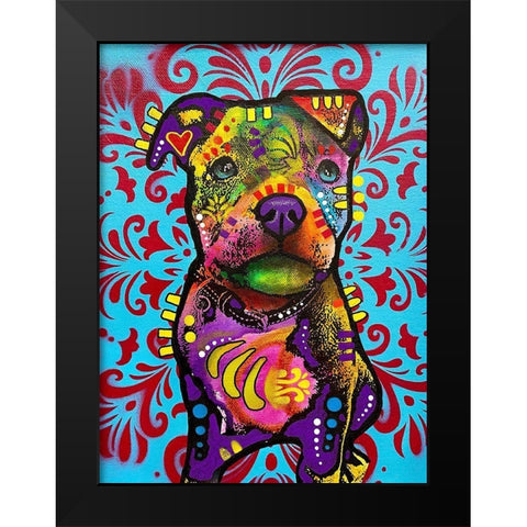 Pittie Pup Black Modern Wood Framed Art Print by Dean Russo Collection