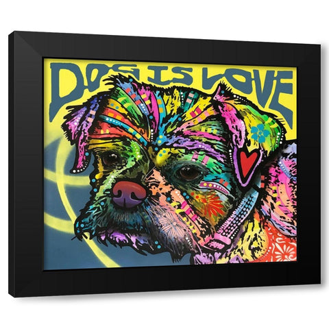 Dog Is Love (Heart) Black Modern Wood Framed Art Print with Double Matting by Dean Russo Collection