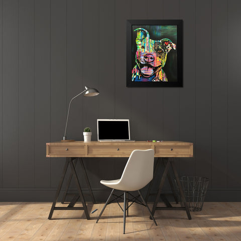 Exhuberant Pit Bull Black Modern Wood Framed Art Print by Dean Russo Collection