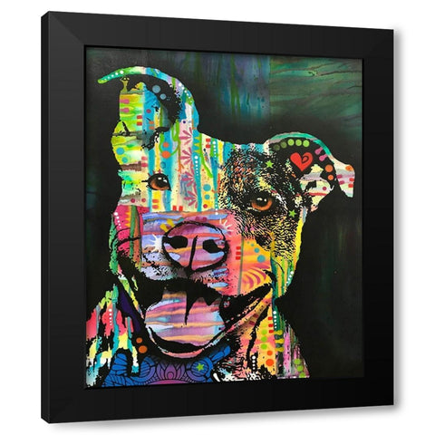 Exhuberant Pit Bull Black Modern Wood Framed Art Print by Dean Russo Collection