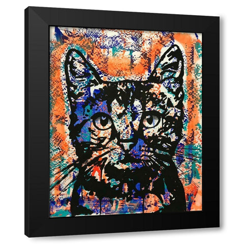 Nine Lives Cat Black Modern Wood Framed Art Print by Dean Russo Collection