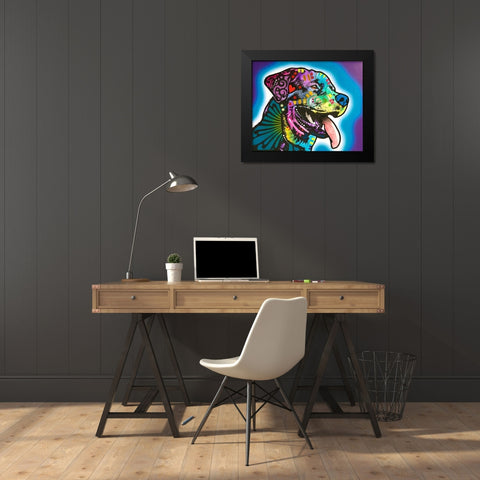 Spoiled Rottie Black Modern Wood Framed Art Print by Dean Russo Collection