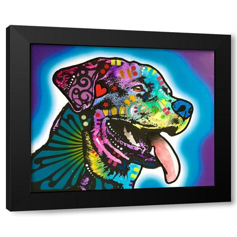 Spoiled Rottie Black Modern Wood Framed Art Print by Dean Russo Collection