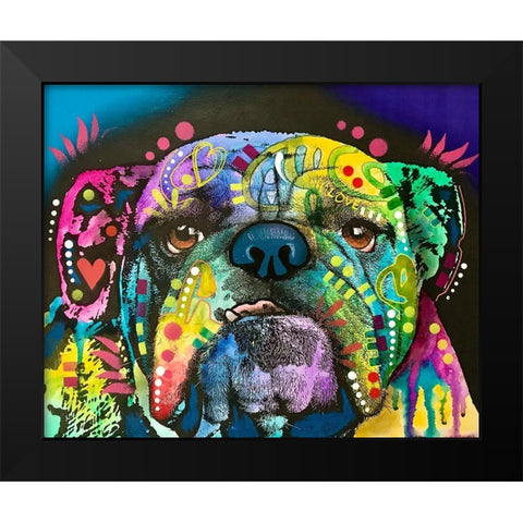 Straight On Bull Black Modern Wood Framed Art Print by Dean Russo Collection