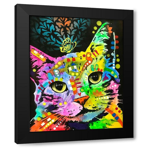 Tilt Cat Butterfly Black Modern Wood Framed Art Print by Dean Russo Collection