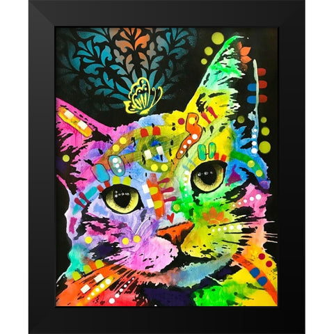Tilt Cat Butterfly Black Modern Wood Framed Art Print by Dean Russo Collection