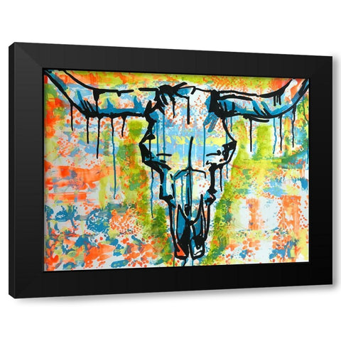 Bull Skull Black Modern Wood Framed Art Print with Double Matting by Dean Russo Collection
