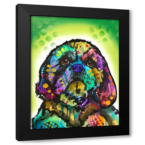 Kinda Shih Tzu Black Modern Wood Framed Art Print with Double Matting by Dean Russo Collection