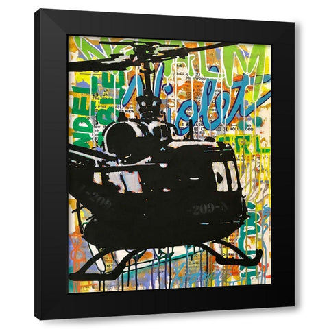 Nepalm Black Modern Wood Framed Art Print with Double Matting by Dean Russo Collection