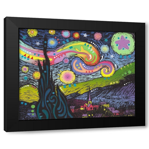 Starry Night 2 Black Modern Wood Framed Art Print by Dean Russo Collection