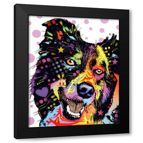 Border Collie Black Modern Wood Framed Art Print by Dean Russo Collection