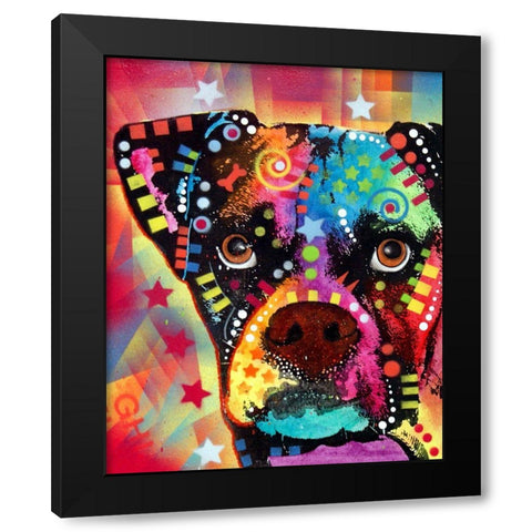 Boxer Cubism Black Modern Wood Framed Art Print by Dean Russo Collection