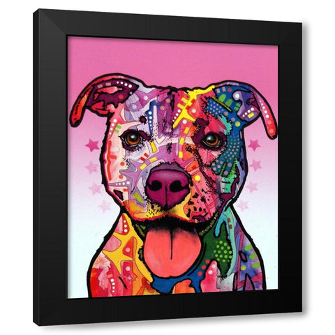 Cherish The Pitbull Black Modern Wood Framed Art Print by Dean Russo Collection