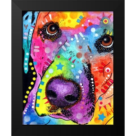Closeup Labrador Black Modern Wood Framed Art Print by Dean Russo Collection