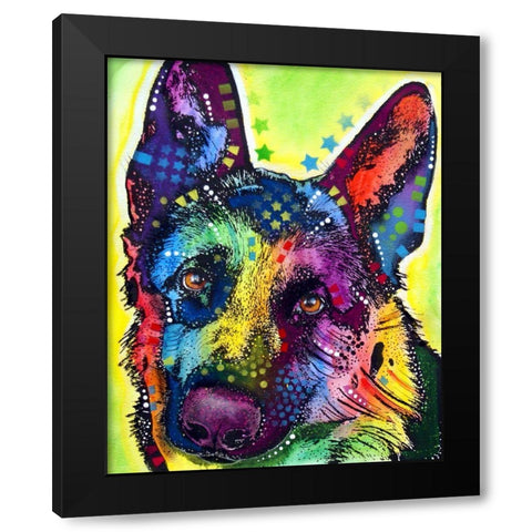 German Shepherd Black Modern Wood Framed Art Print by Dean Russo Collection