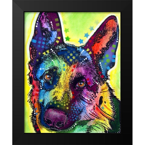 German Shepherd Black Modern Wood Framed Art Print by Dean Russo Collection