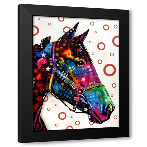 Horse Black Modern Wood Framed Art Print with Double Matting by Dean Russo Collection