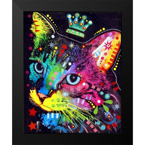 Thinking Cat Crowned Black Modern Wood Framed Art Print by Dean Russo Collection