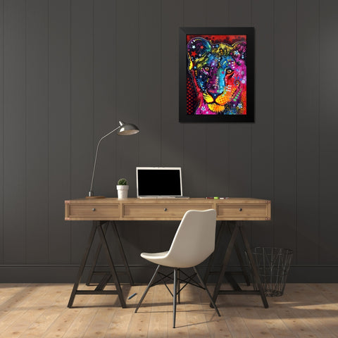 Young Lion Black Modern Wood Framed Art Print by Dean Russo Collection