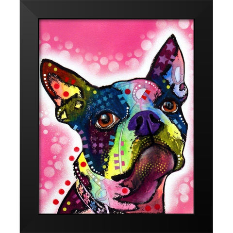 Boston Terrier Black Modern Wood Framed Art Print by Dean Russo Collection