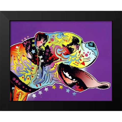 Happy Boxer Black Modern Wood Framed Art Print by Dean Russo Collection