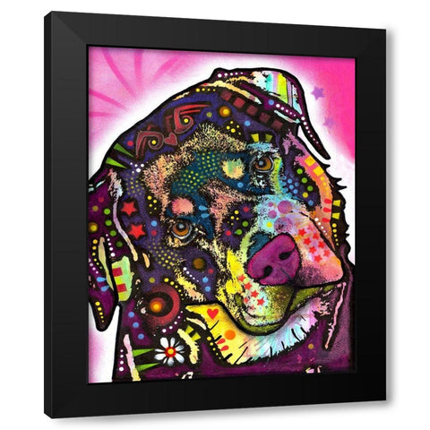 Rottie Black Modern Wood Framed Art Print with Double Matting by Dean Russo Collection