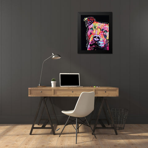 Thoughtful Pit Bull Black Modern Wood Framed Art Print by Dean Russo Collection