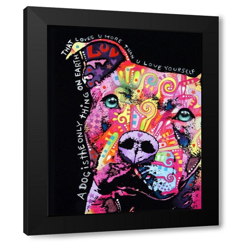 Thoughtful Pit Bull Black Modern Wood Framed Art Print with Double Matting by Dean Russo Collection