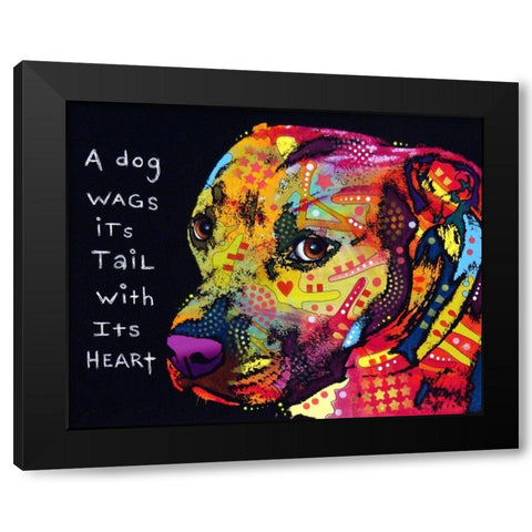 Gratitude Pitbull Black Modern Wood Framed Art Print with Double Matting by Dean Russo Collection