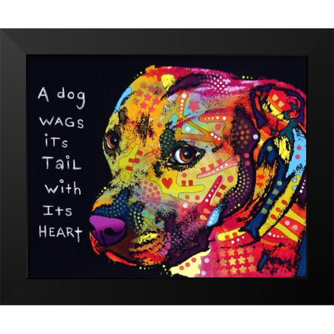 Gratitude Pitbull Black Modern Wood Framed Art Print by Dean Russo Collection