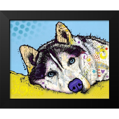 Siberian Husky Black Modern Wood Framed Art Print by Dean Russo Collection