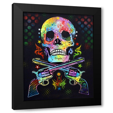 Skull And Guns Black Modern Wood Framed Art Print with Double Matting by Dean Russo Collection