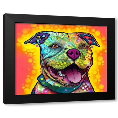 Dewey Pit Bull Black Modern Wood Framed Art Print with Double Matting by Dean Russo Collection