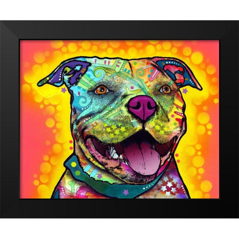 Dewey Pit Bull Black Modern Wood Framed Art Print by Dean Russo Collection