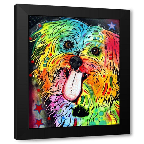 Shih Tzu Black Modern Wood Framed Art Print with Double Matting by Dean Russo Collection