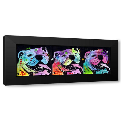 3 Bulldogs Black Modern Wood Framed Art Print by Dean Russo Collection