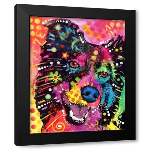 Border Collie 121109 Black Modern Wood Framed Art Print by Dean Russo Collection