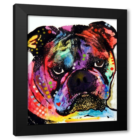 Bulldog Black Modern Wood Framed Art Print with Double Matting by Dean Russo Collection